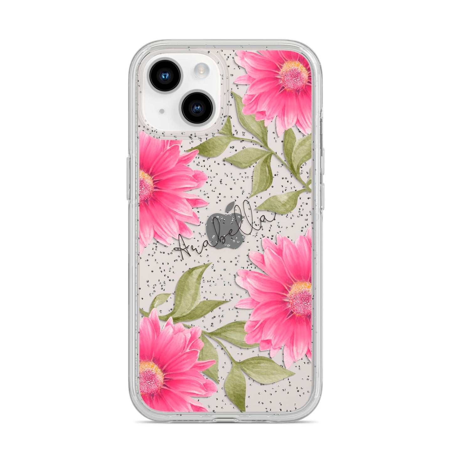 Personalised Gerbera Daisy iPhone 14 Glitter Tough Case Starlight