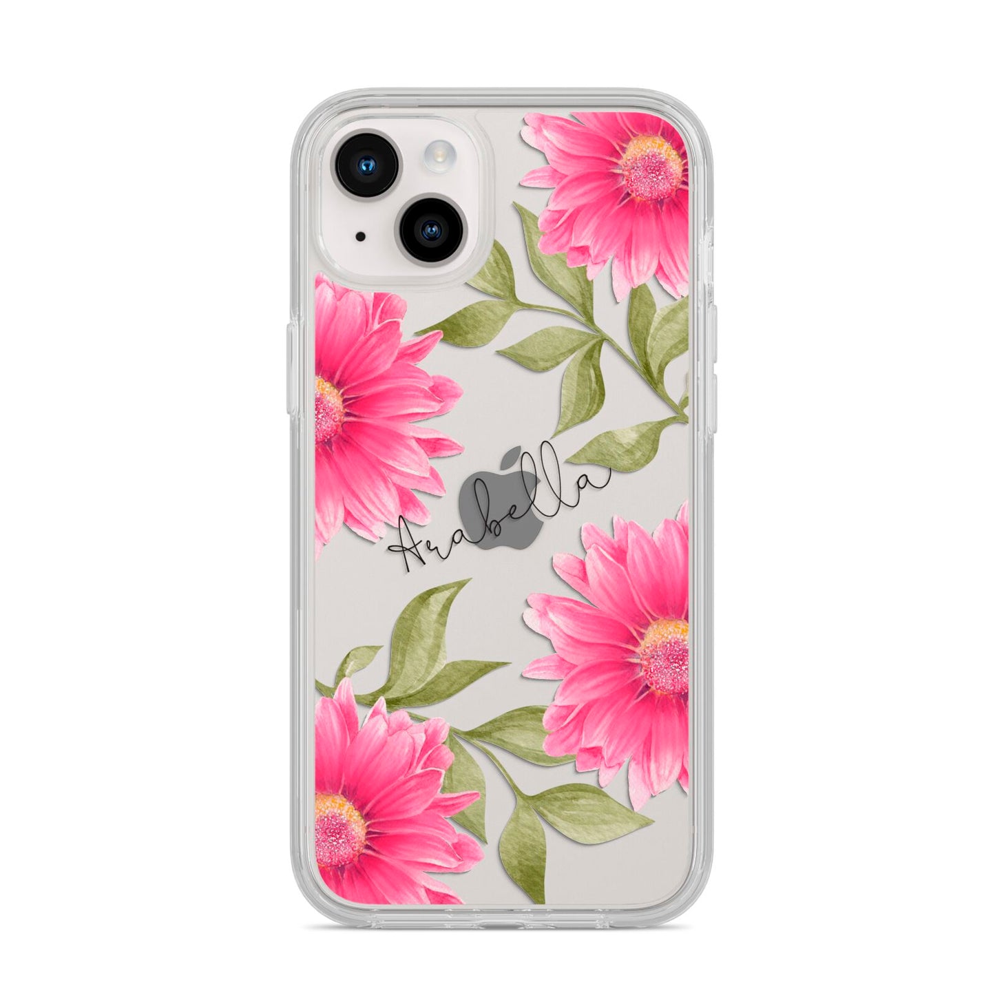 Personalised Gerbera Daisy iPhone 14 Plus Clear Tough Case Starlight