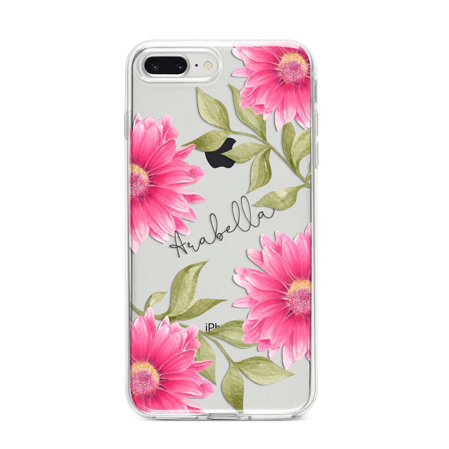 Personalised Gerbera Daisy iPhone 8 Plus Bumper Case on Silver iPhone