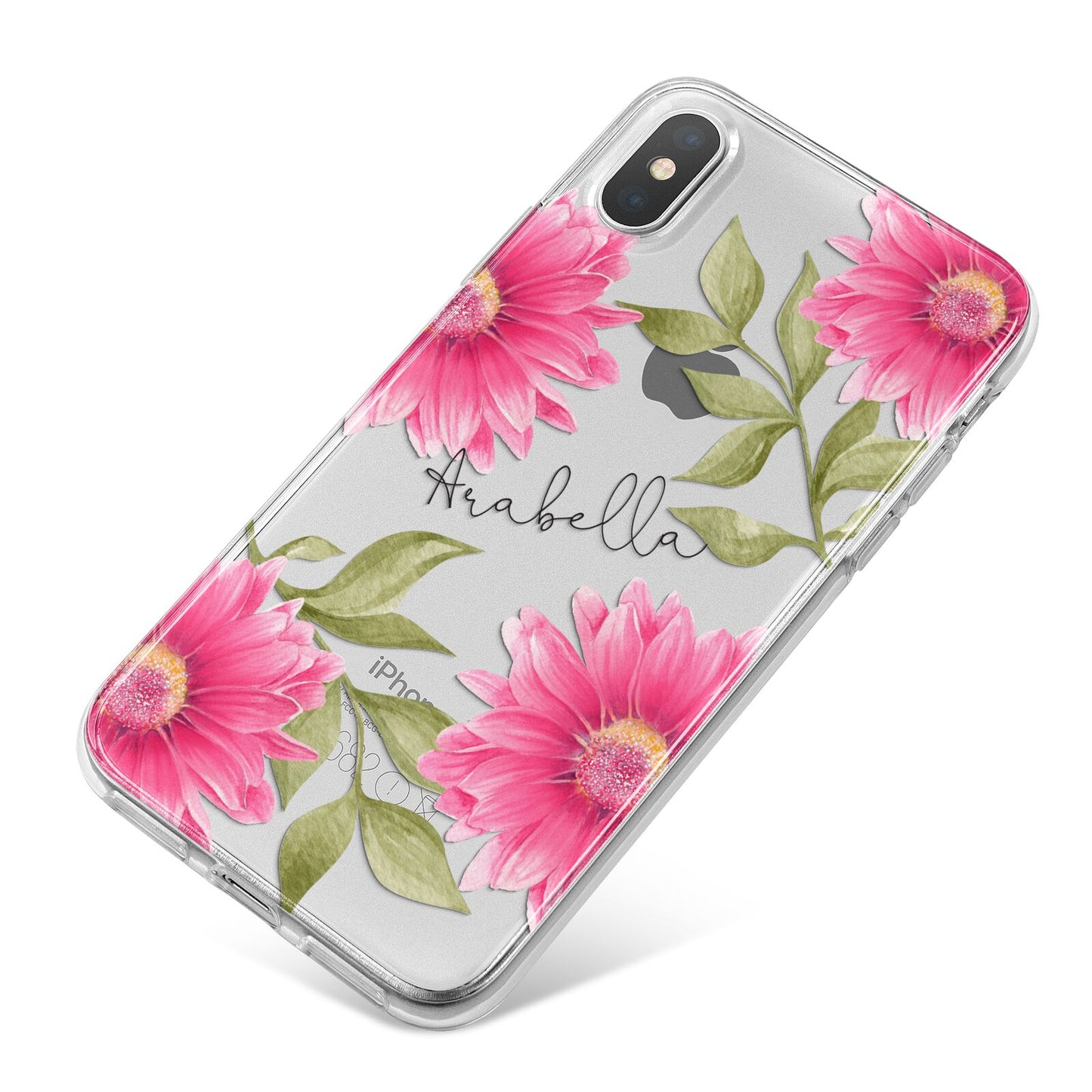 Personalised Gerbera Daisy iPhone X Bumper Case on Silver iPhone