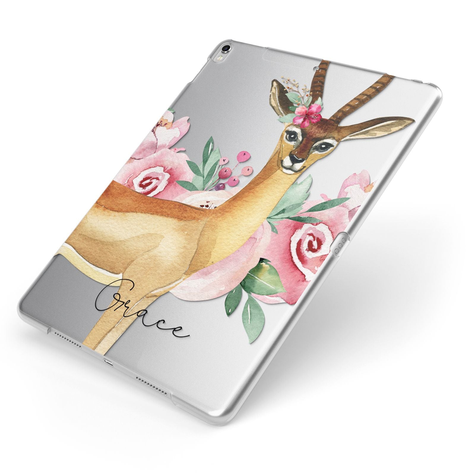 Personalised Gerenuk Apple iPad Case on Silver iPad Side View