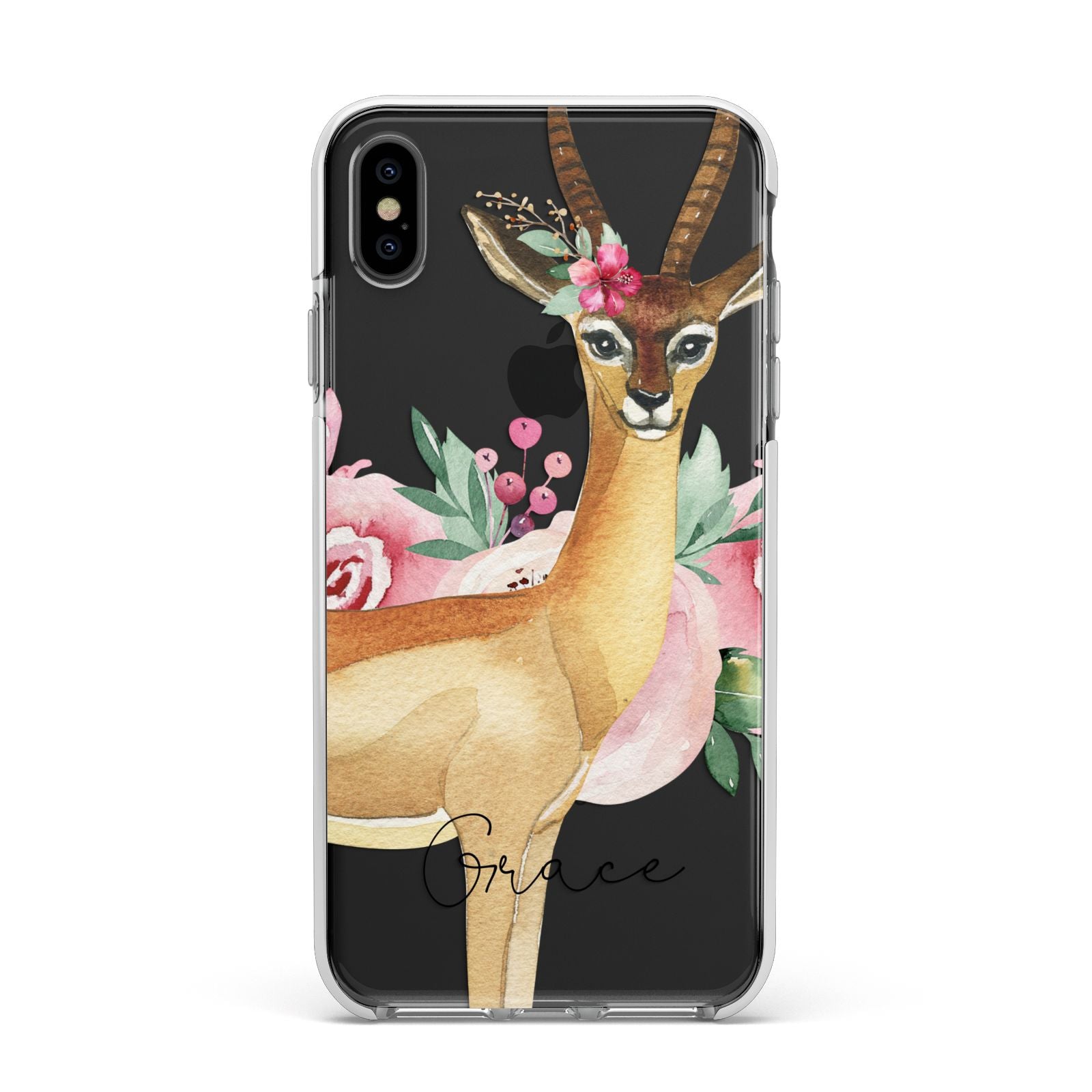 Personalised Gerenuk Apple iPhone Xs Max Impact Case White Edge on Black Phone