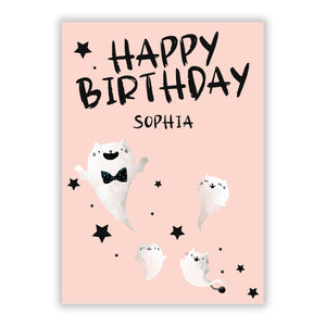 Personalised Ghosts Halloween Birthday Greetings Card