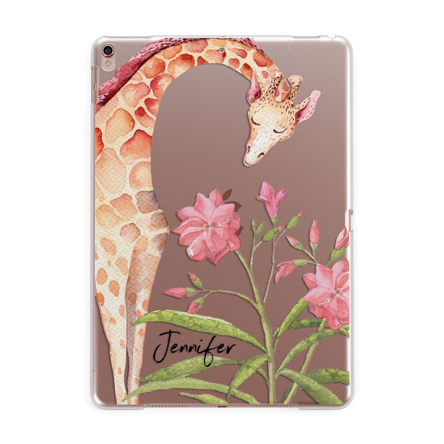 Personalised Giraffe Apple iPad Rose Gold Case