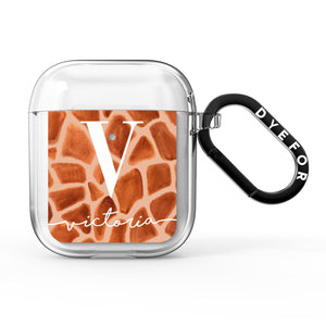 Personalised Giraffe Print AirPods Case