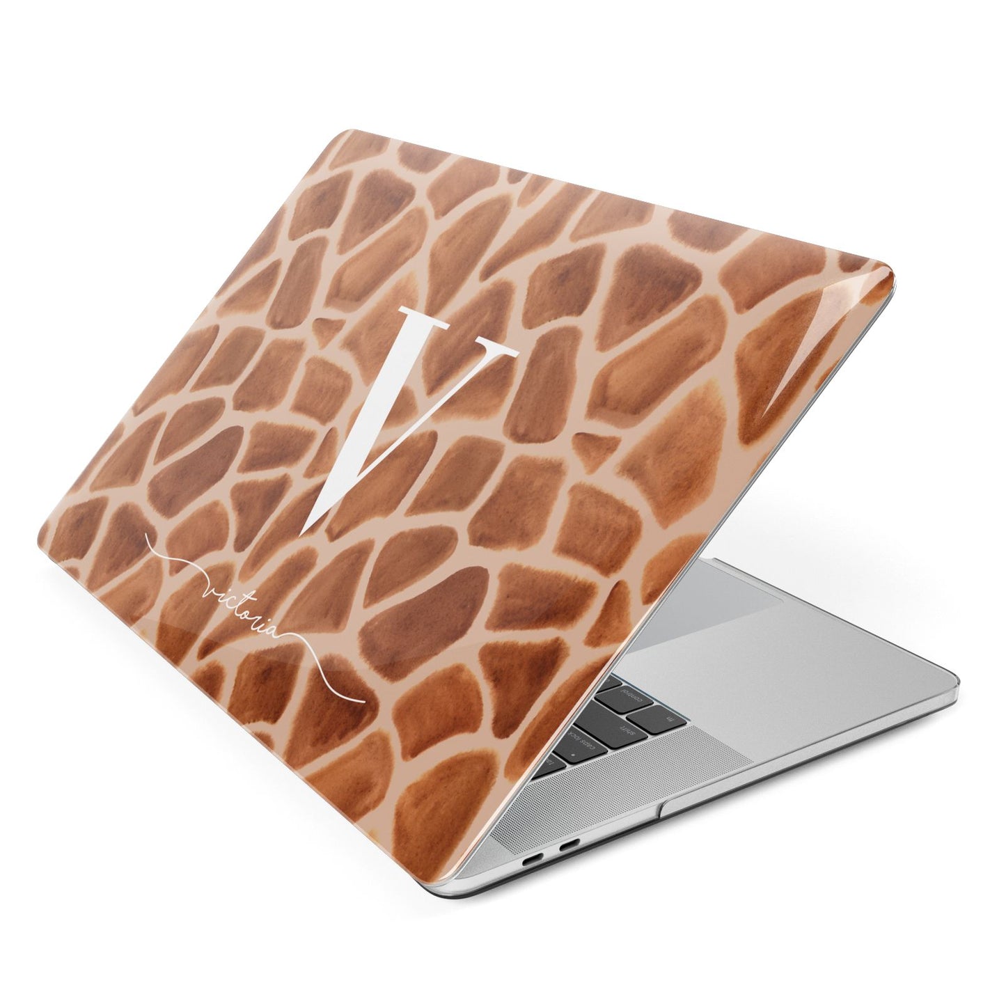 Personalised Giraffe Print Apple MacBook Case Side View