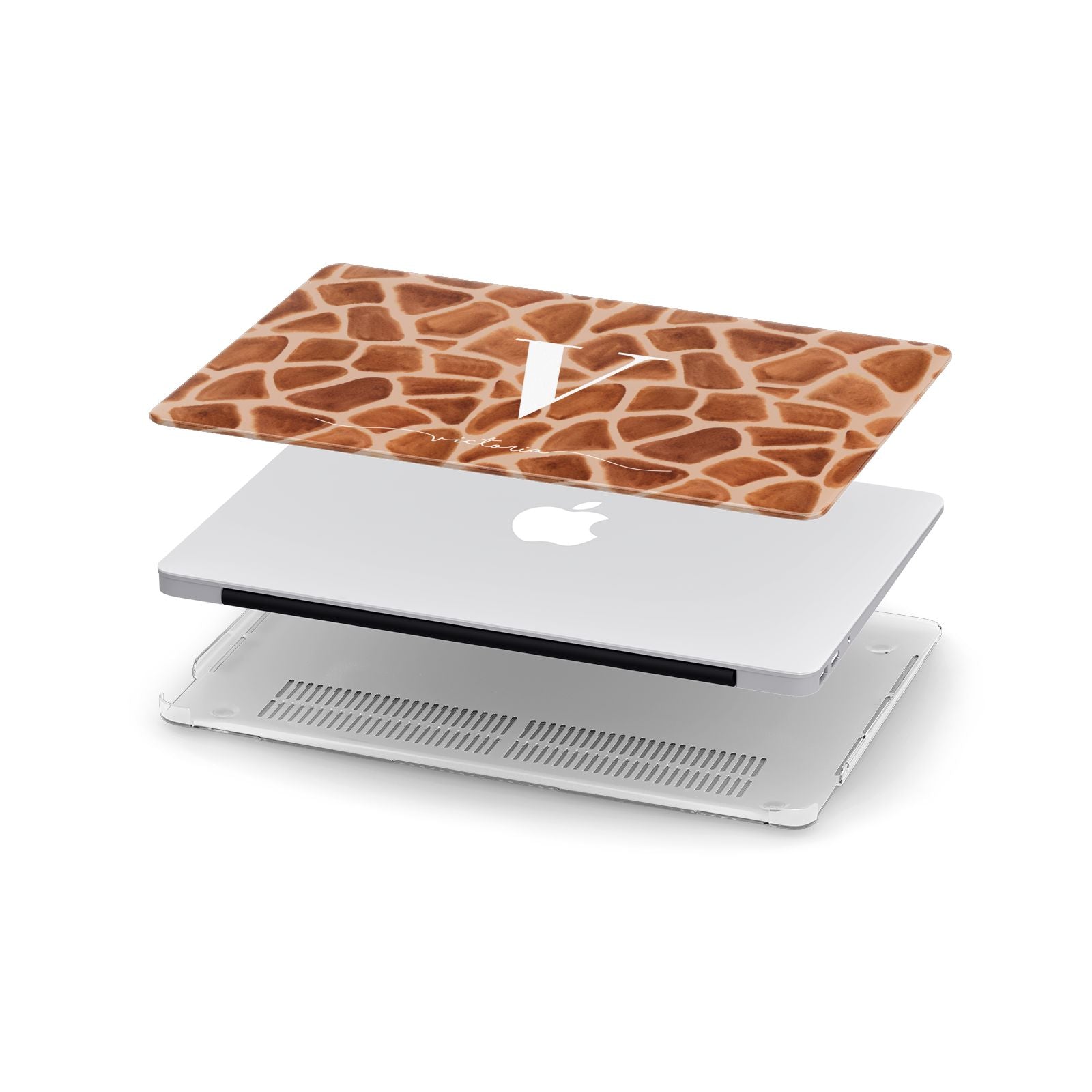 Personalised Giraffe Print Apple MacBook Case in Detail