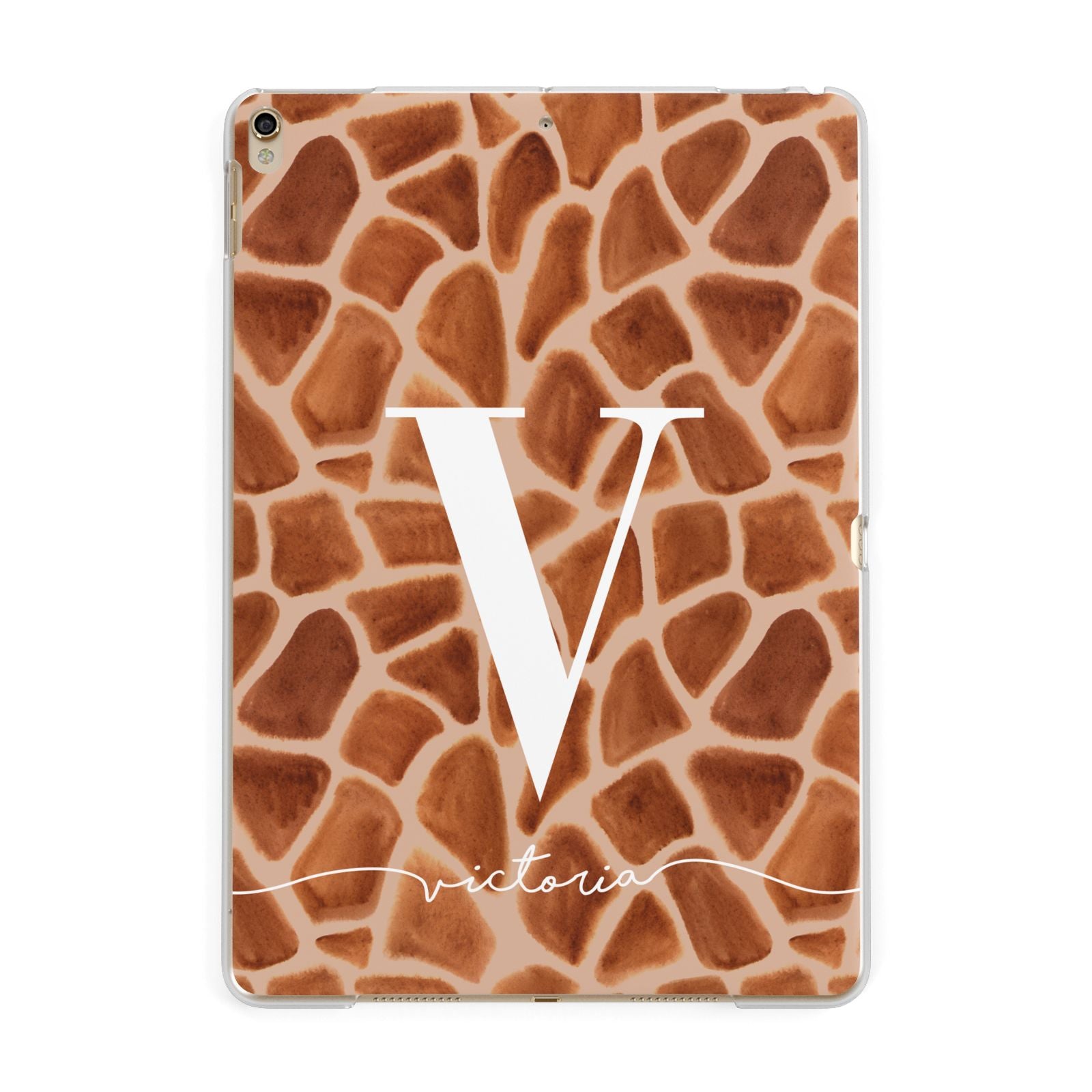 Personalised Giraffe Print Apple iPad Gold Case