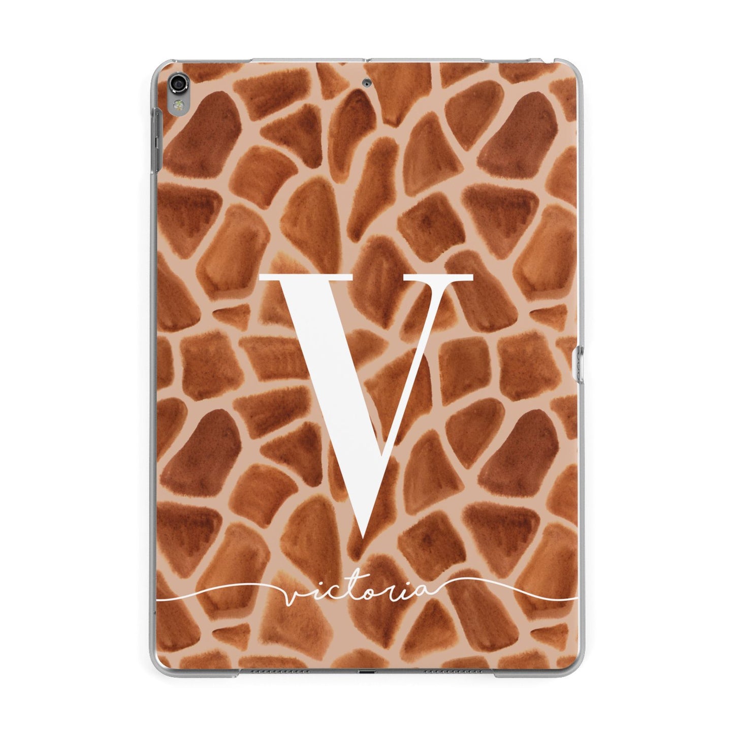 Personalised Giraffe Print Apple iPad Grey Case