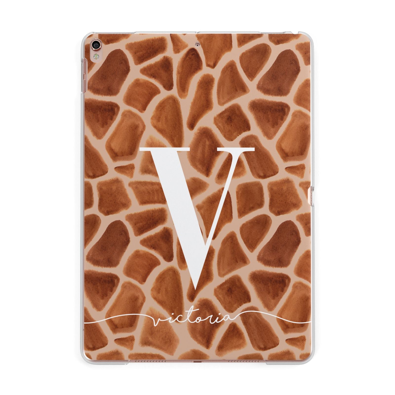 Personalised Giraffe Print Apple iPad Rose Gold Case