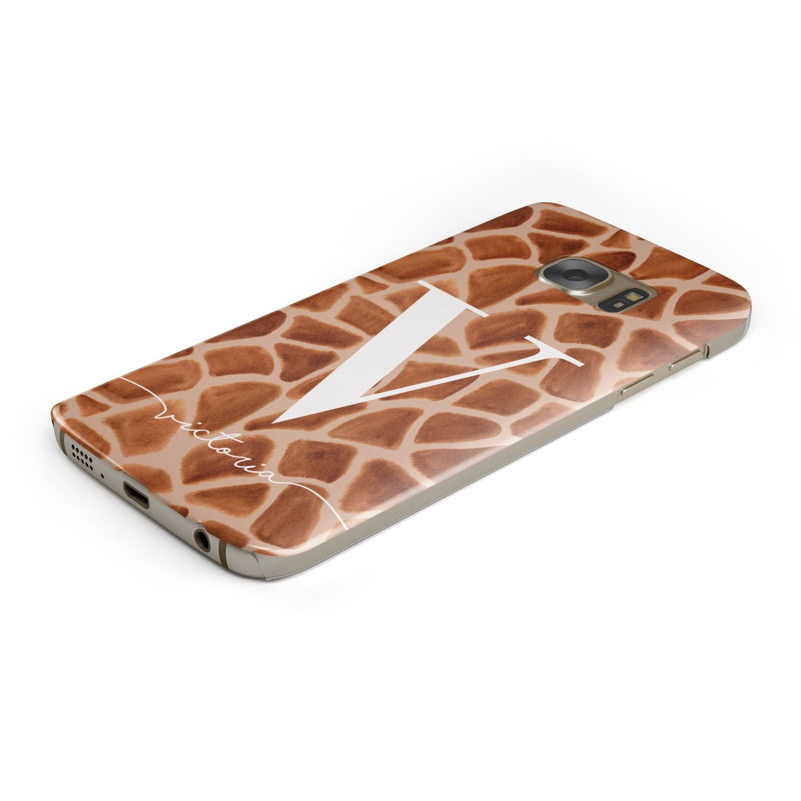 Personalised Giraffe Print Protective Samsung Galaxy Case Angled Image