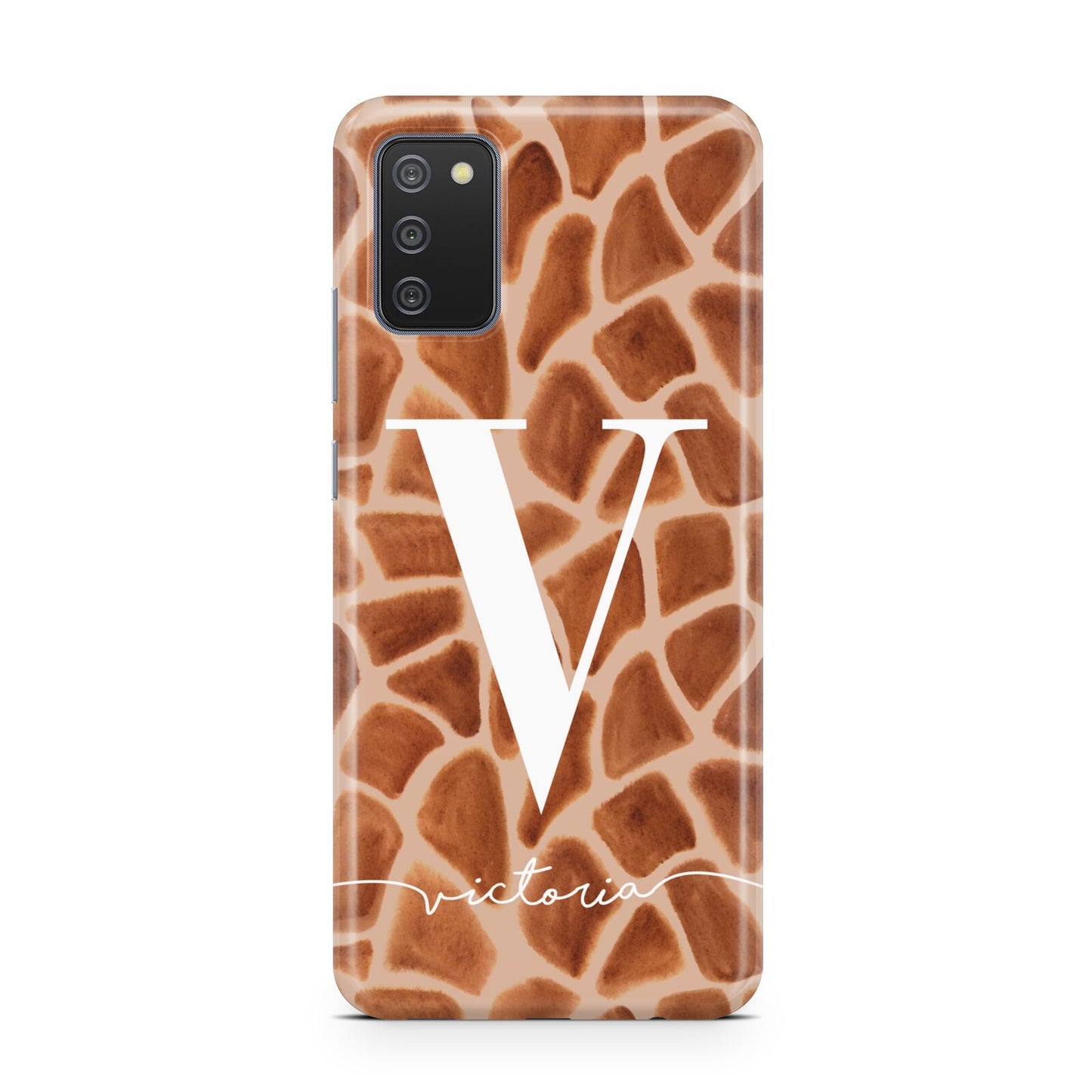 Personalised Giraffe Print Samsung A02s Case