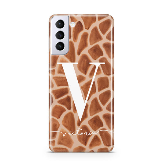 Personalised Giraffe Print Samsung S21 Plus Phone Case