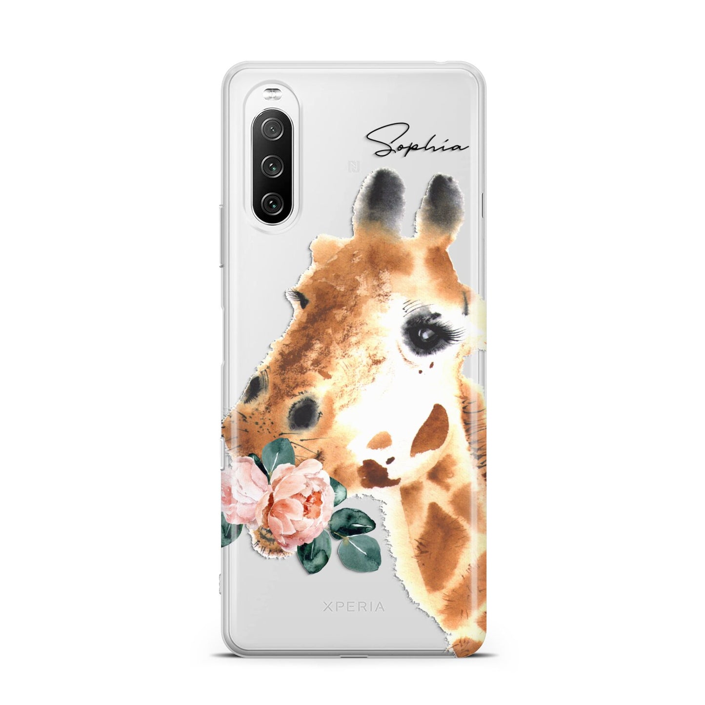 Personalised Giraffe Watercolour Sony Xperia 10 III Case