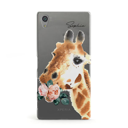 Personalised Giraffe Watercolour Sony Xperia Case