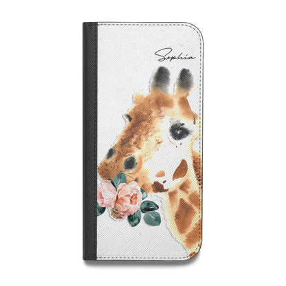 Personalised Giraffe Watercolour Vegan Leather Flip iPhone Case