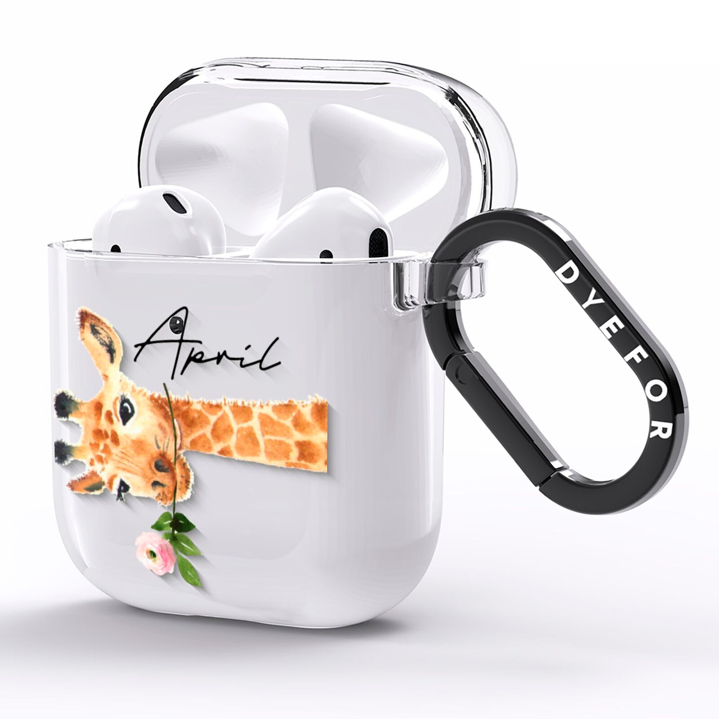 Personalised Giraffe with Name AirPods Clear Case Side Image