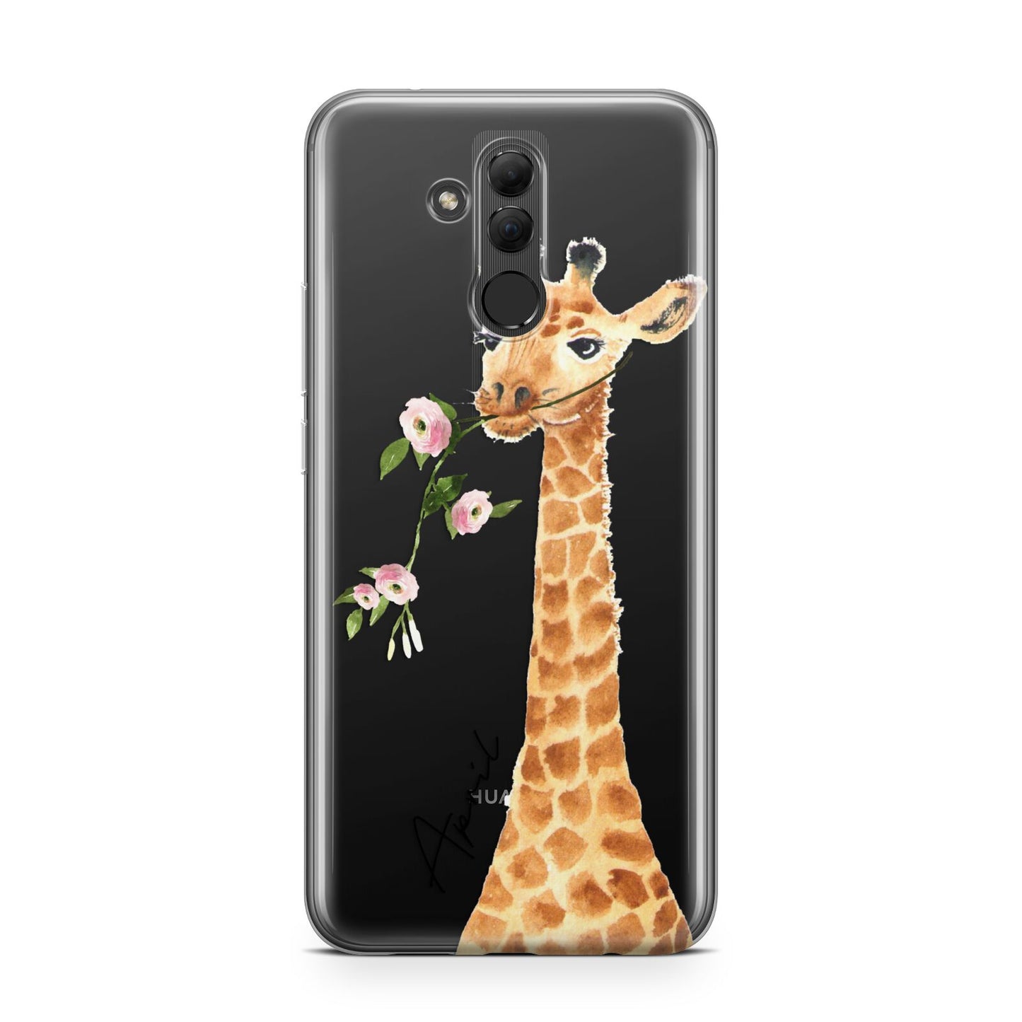 Personalised Giraffe with Name Huawei Mate 20 Lite