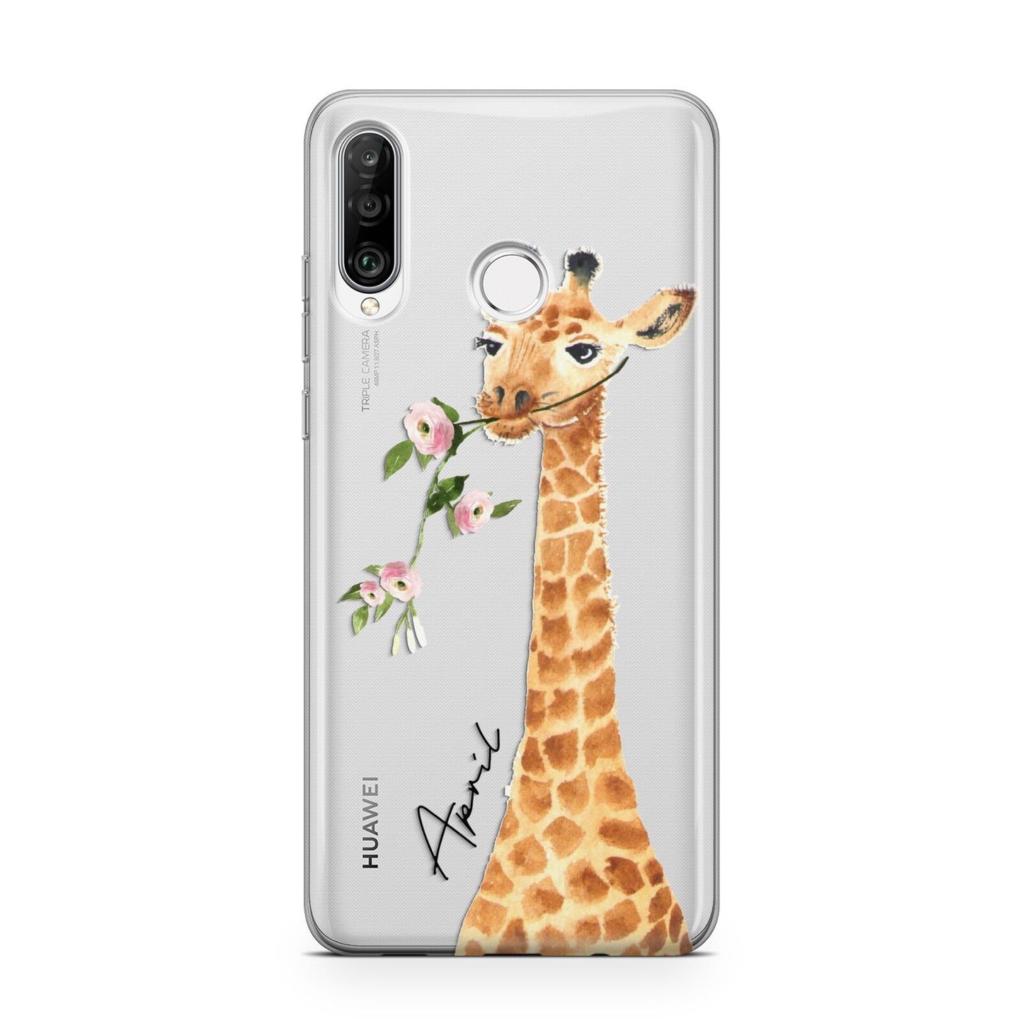 Personalised Giraffe with Name Huawei P30 Lite Phone Case