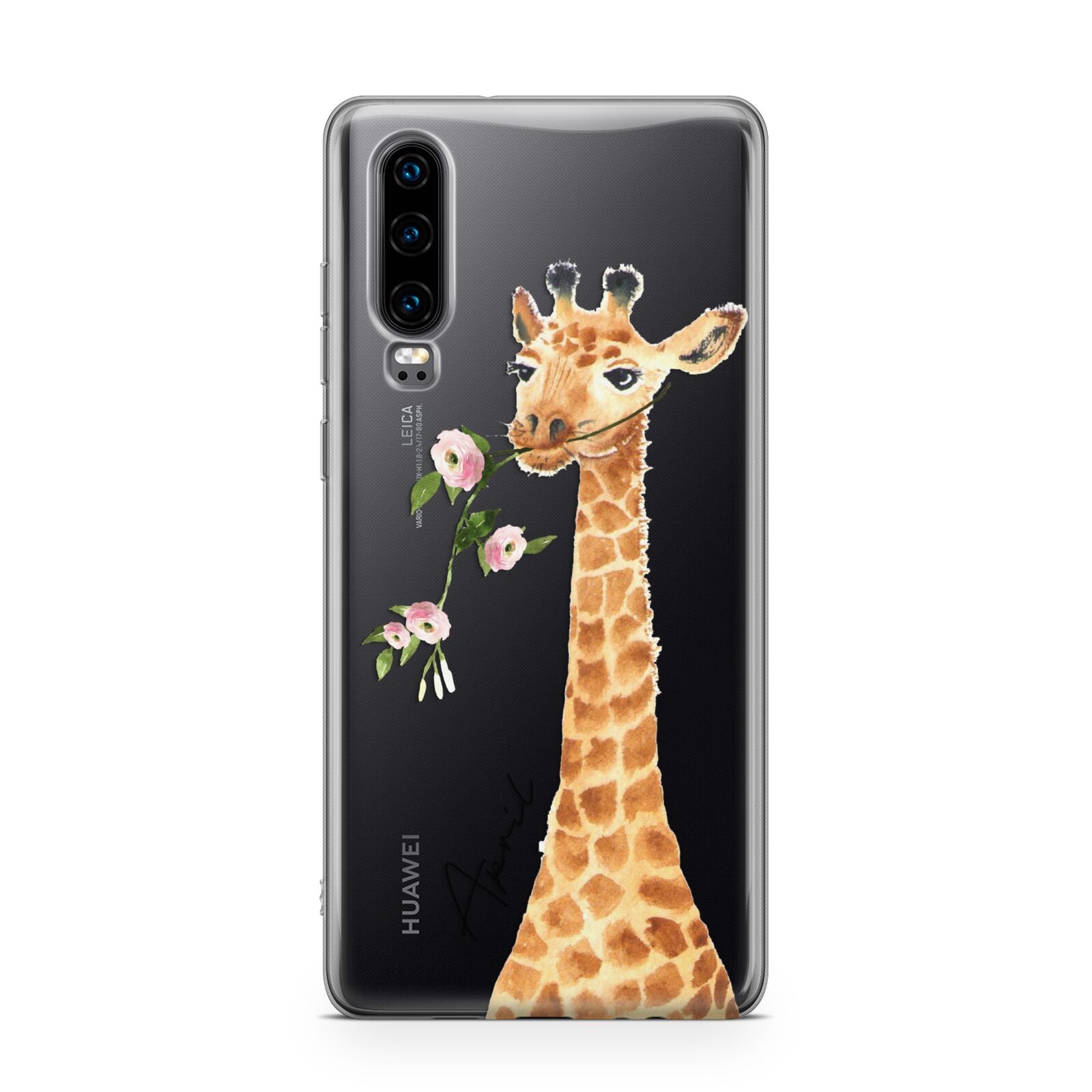 Personalised Giraffe with Name Huawei P30 Phone Case