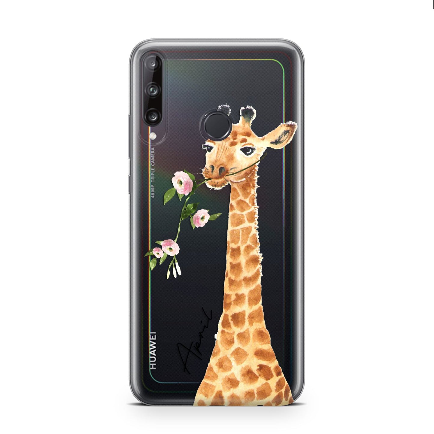 Personalised Giraffe with Name Huawei P40 Lite E Phone Case