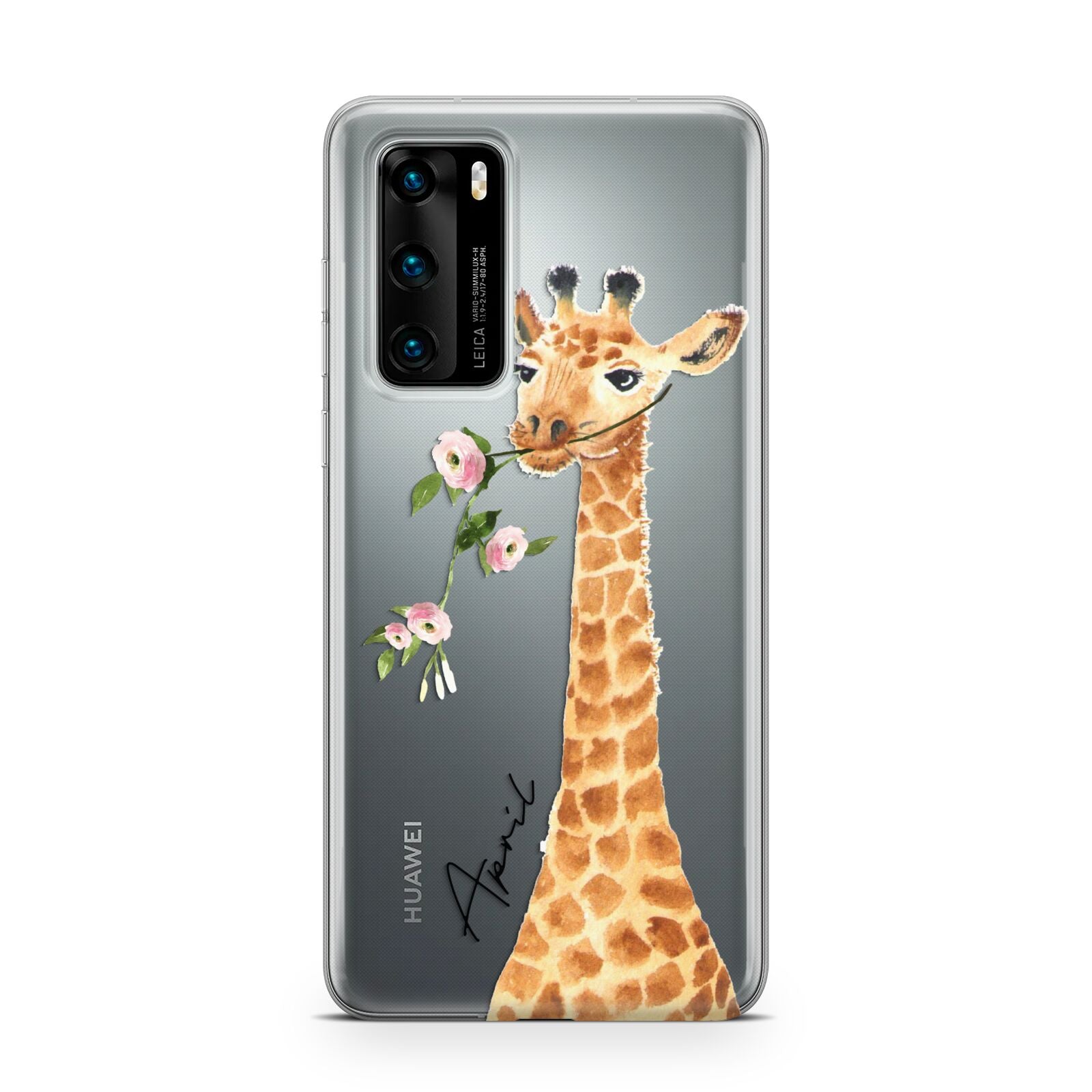 Personalised Giraffe with Name Huawei P40 Phone Case