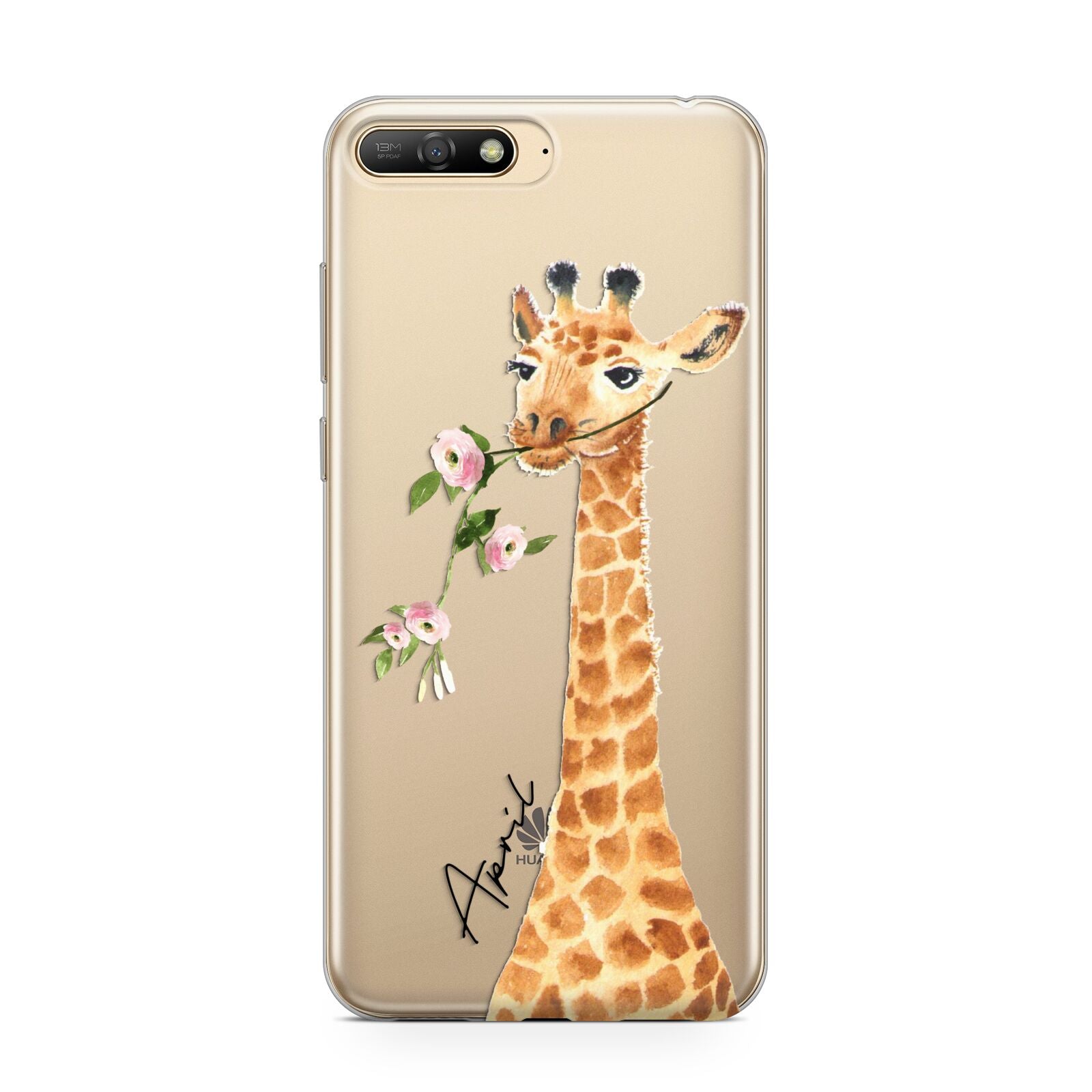 Personalised Giraffe with Name Huawei Y6 2018