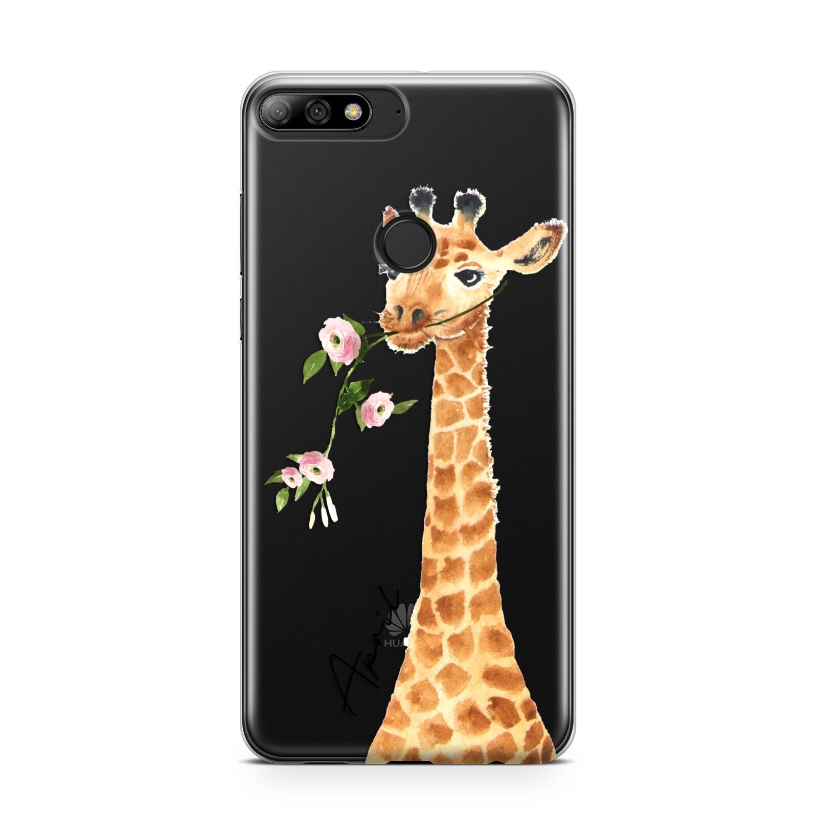 Personalised Giraffe with Name Huawei Y7 2018