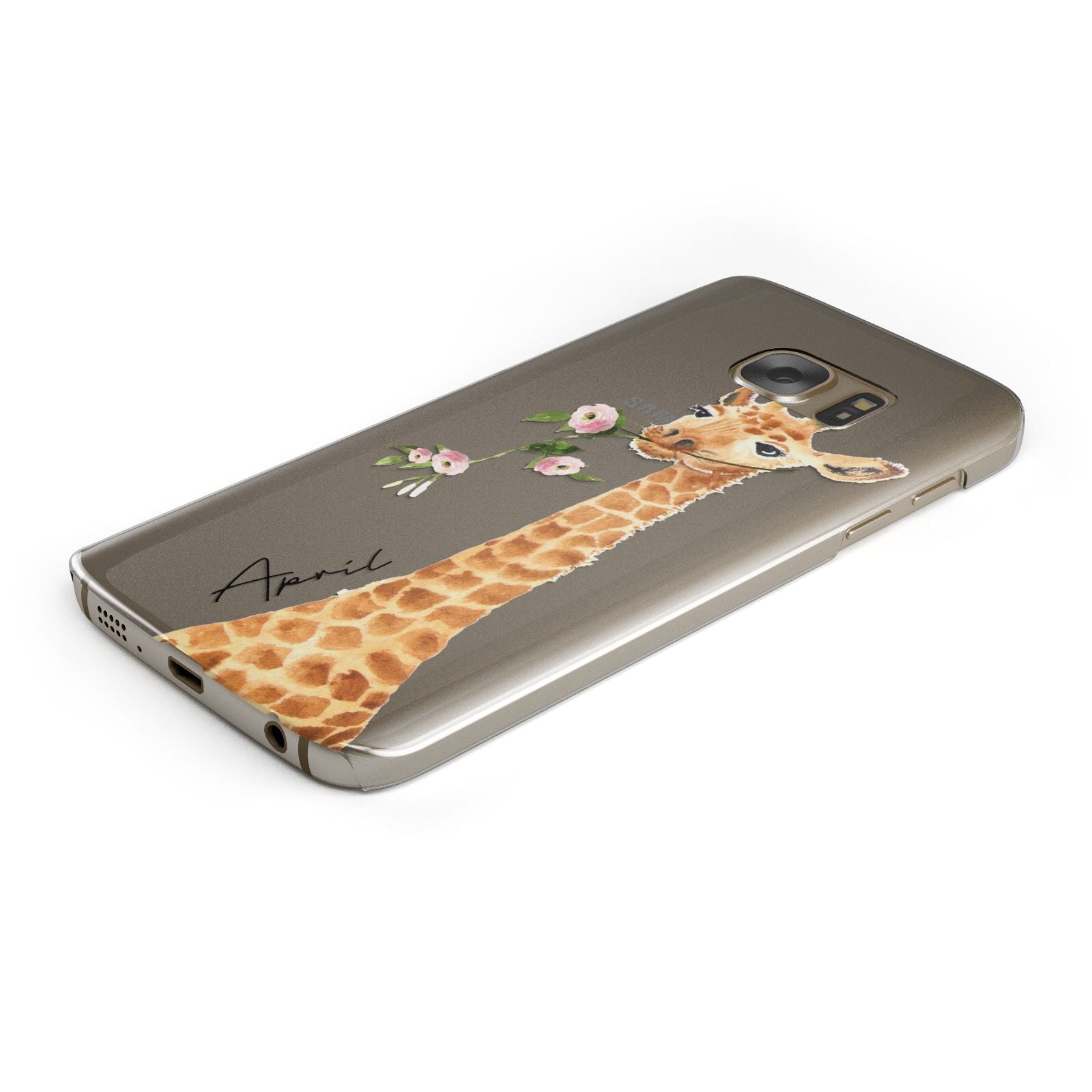 Personalised Giraffe with Name Protective Samsung Galaxy Case Angled Image