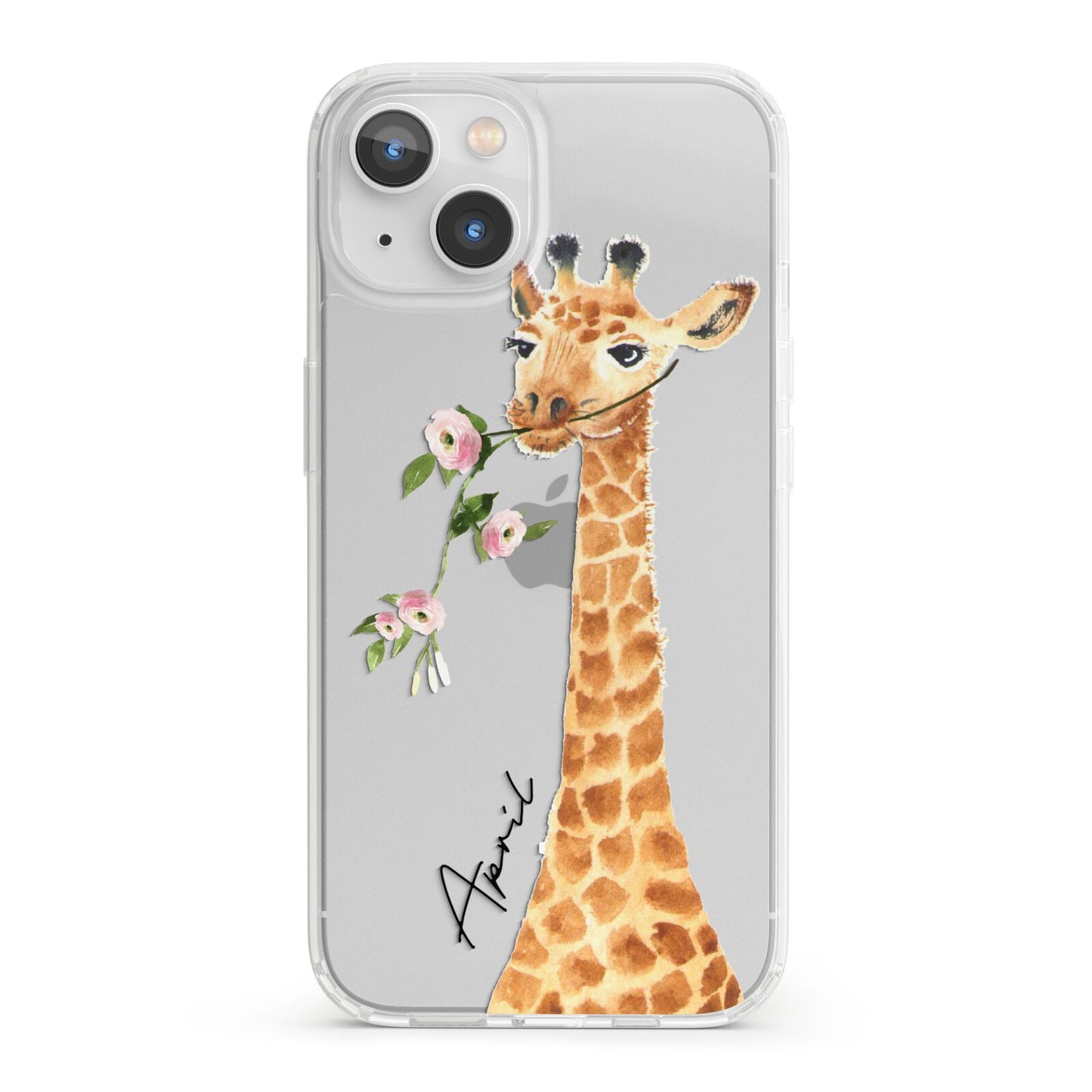 Personalised Giraffe with Name iPhone 13 Clear Bumper Case