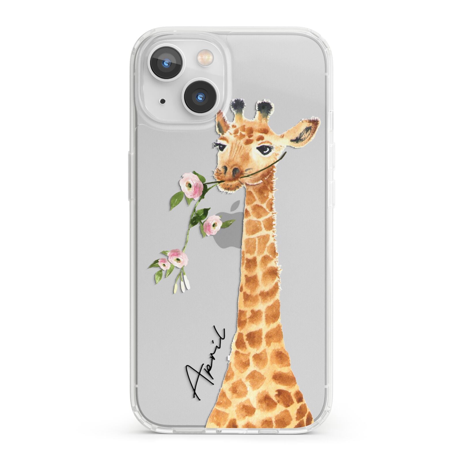 Personalised Giraffe with Name iPhone 13 Clear Bumper Case