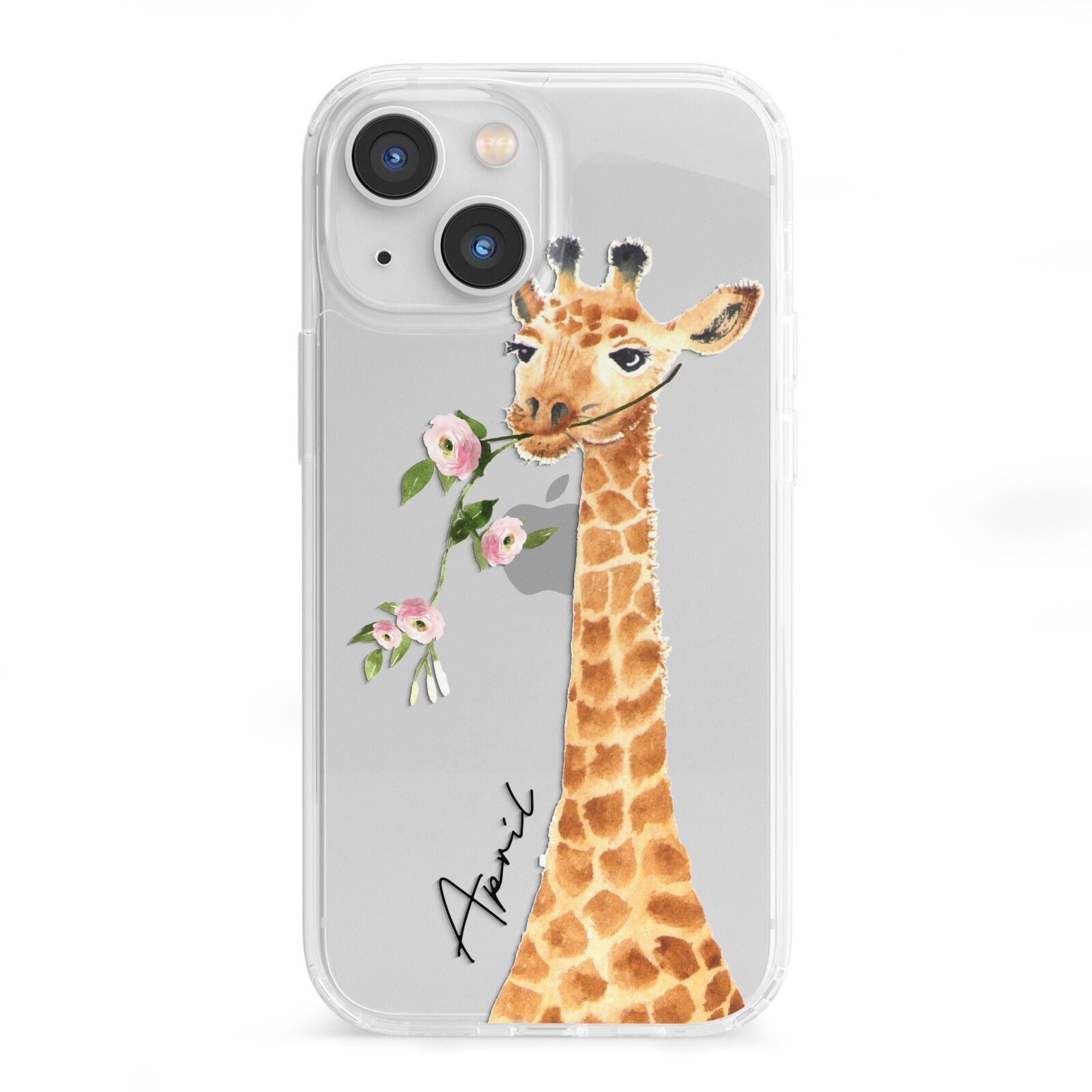 Personalised Giraffe with Name iPhone 13 Mini Clear Bumper Case