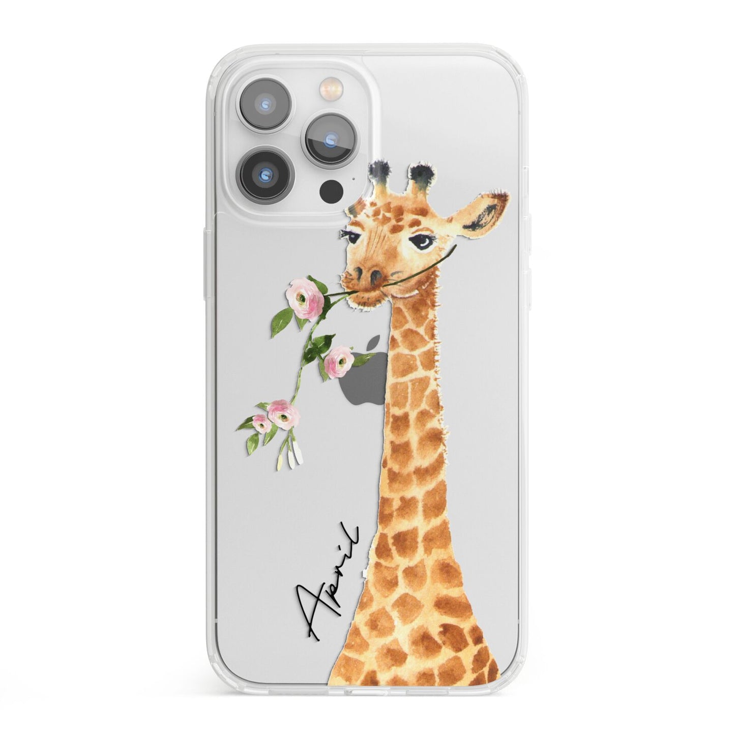 Personalised Giraffe with Name iPhone 13 Pro Max Clear Bumper Case