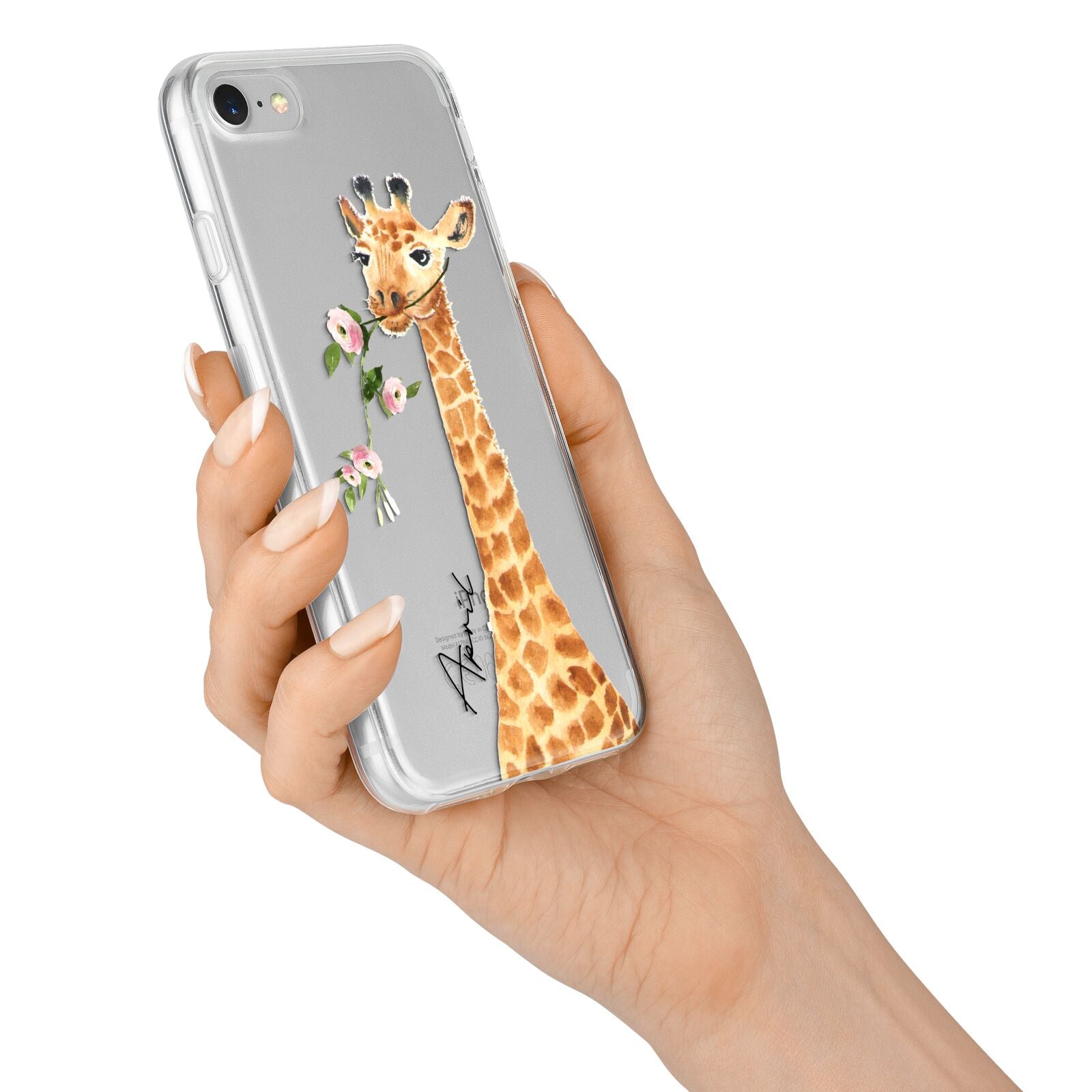 Personalised Giraffe with Name iPhone 7 Bumper Case on Silver iPhone Alternative Image