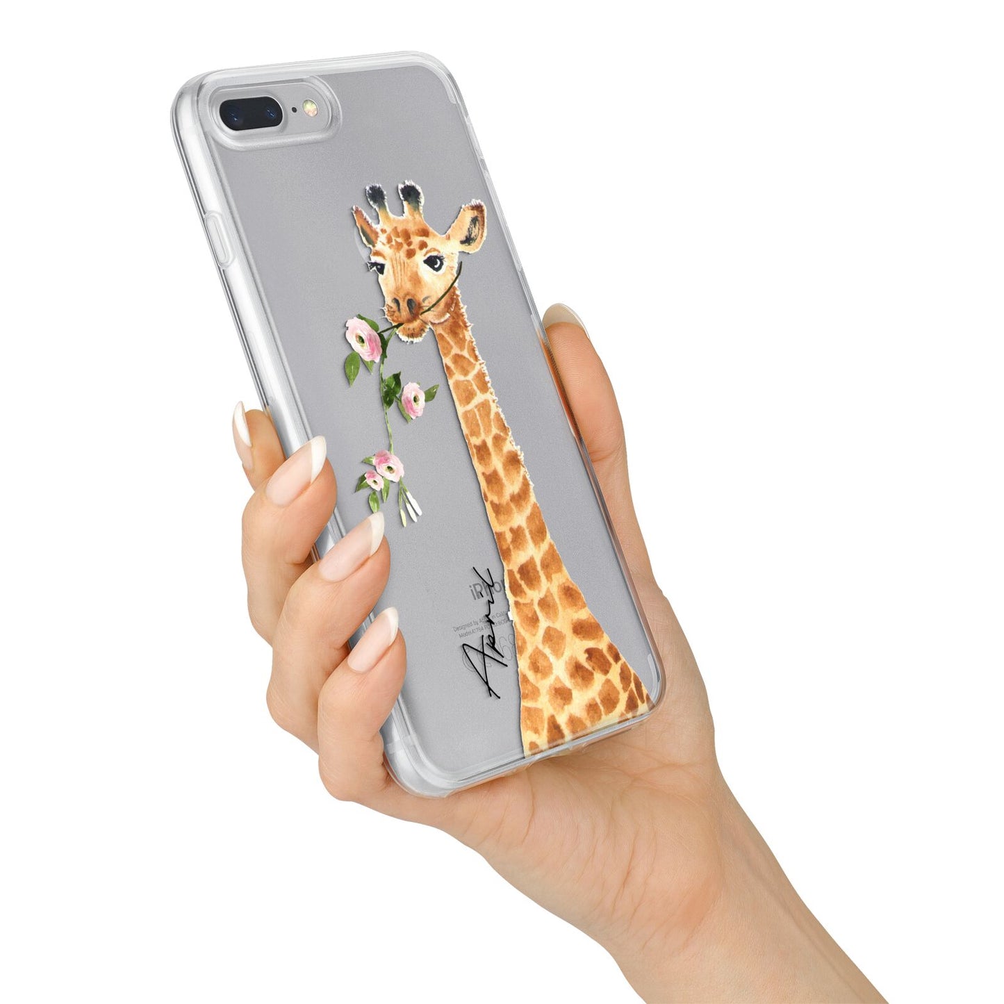 Personalised Giraffe with Name iPhone 7 Plus Bumper Case on Silver iPhone Alternative Image