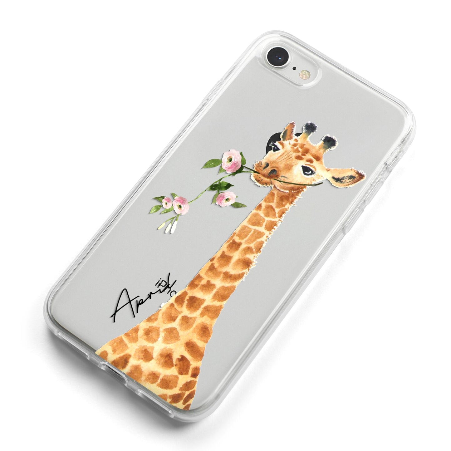 Personalised Giraffe with Name iPhone 8 Bumper Case on Silver iPhone Alternative Image