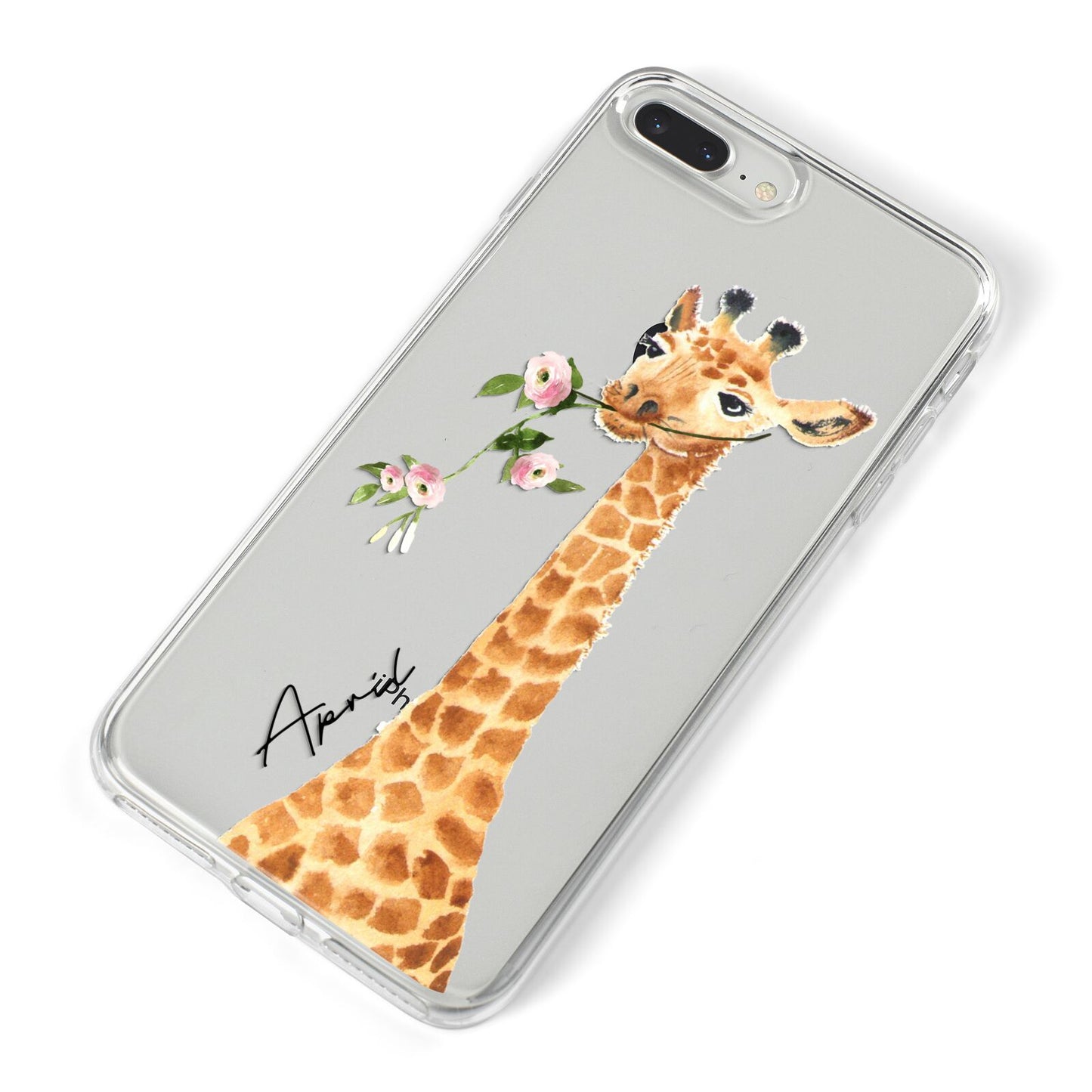 Personalised Giraffe with Name iPhone 8 Plus Bumper Case on Silver iPhone Alternative Image