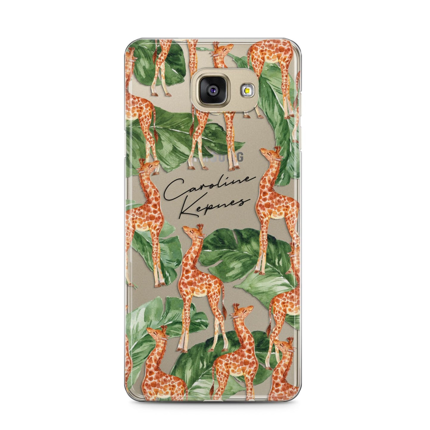 Personalised Giraffes Samsung Galaxy A5 2016 Case on gold phone