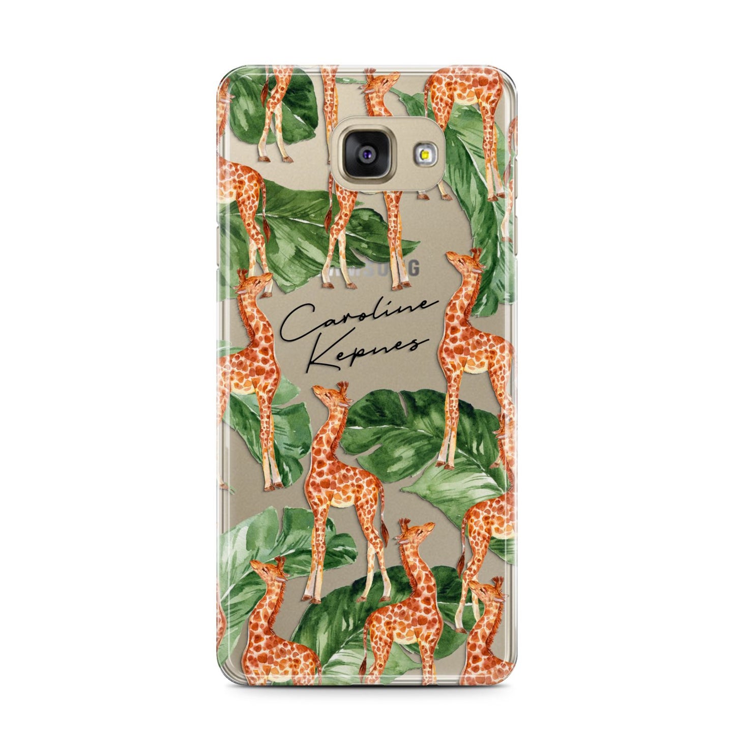 Personalised Giraffes Samsung Galaxy A7 2016 Case on gold phone