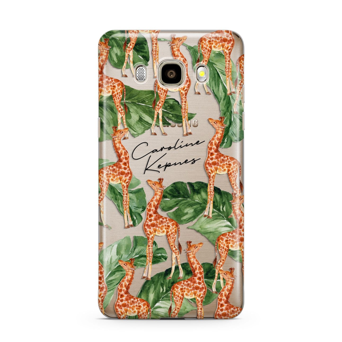 Personalised Giraffes Samsung Galaxy J7 2016 Case on gold phone