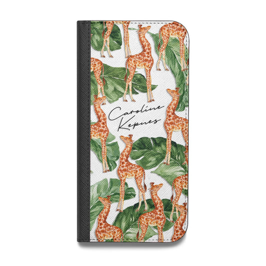 Personalised Giraffes Vegan Leather Flip iPhone Case