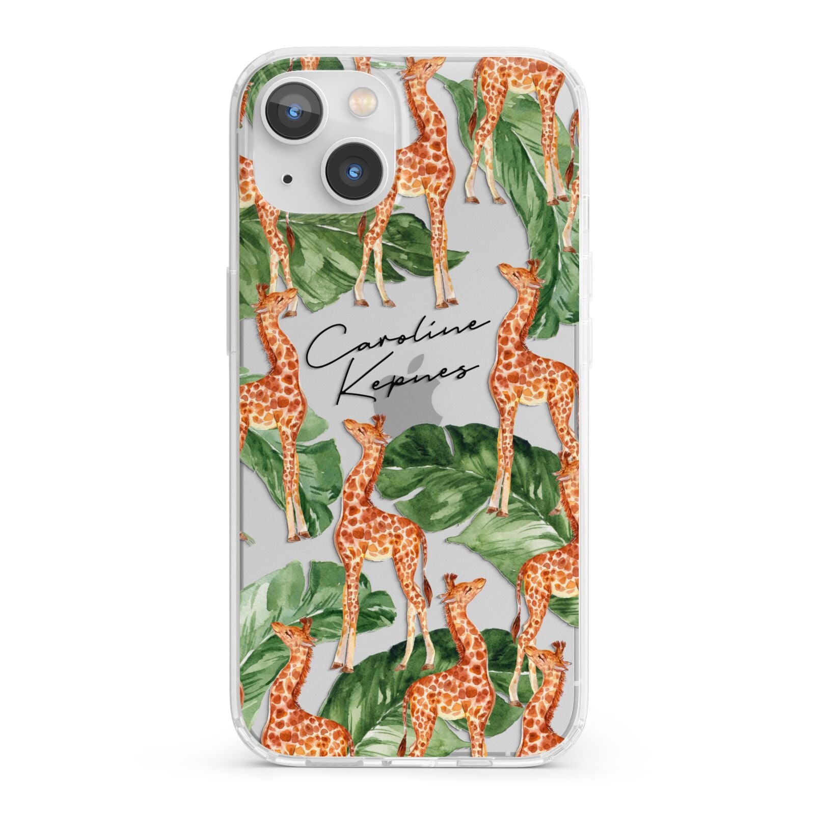 Personalised Giraffes iPhone 13 Clear Bumper Case