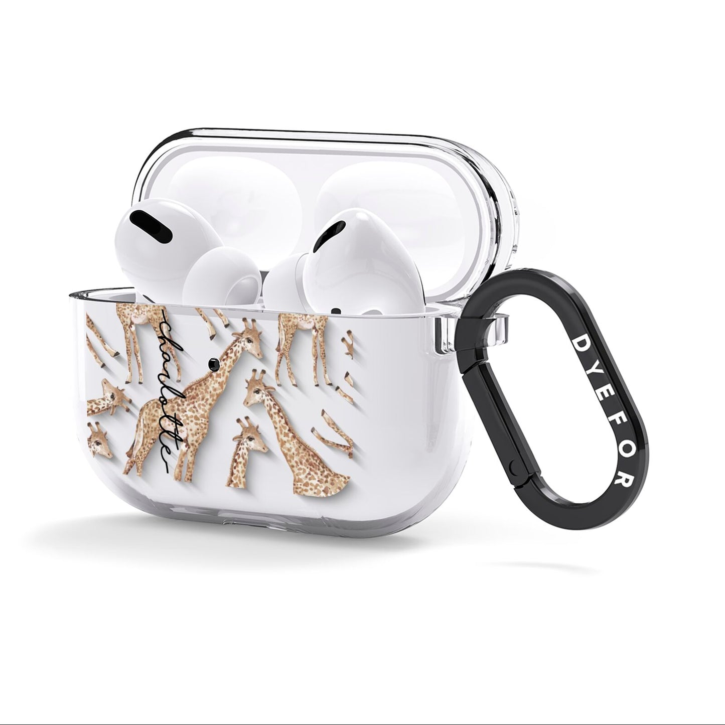 Personalised Giraffes with Name AirPods Clear Case 3rd Gen Side Image