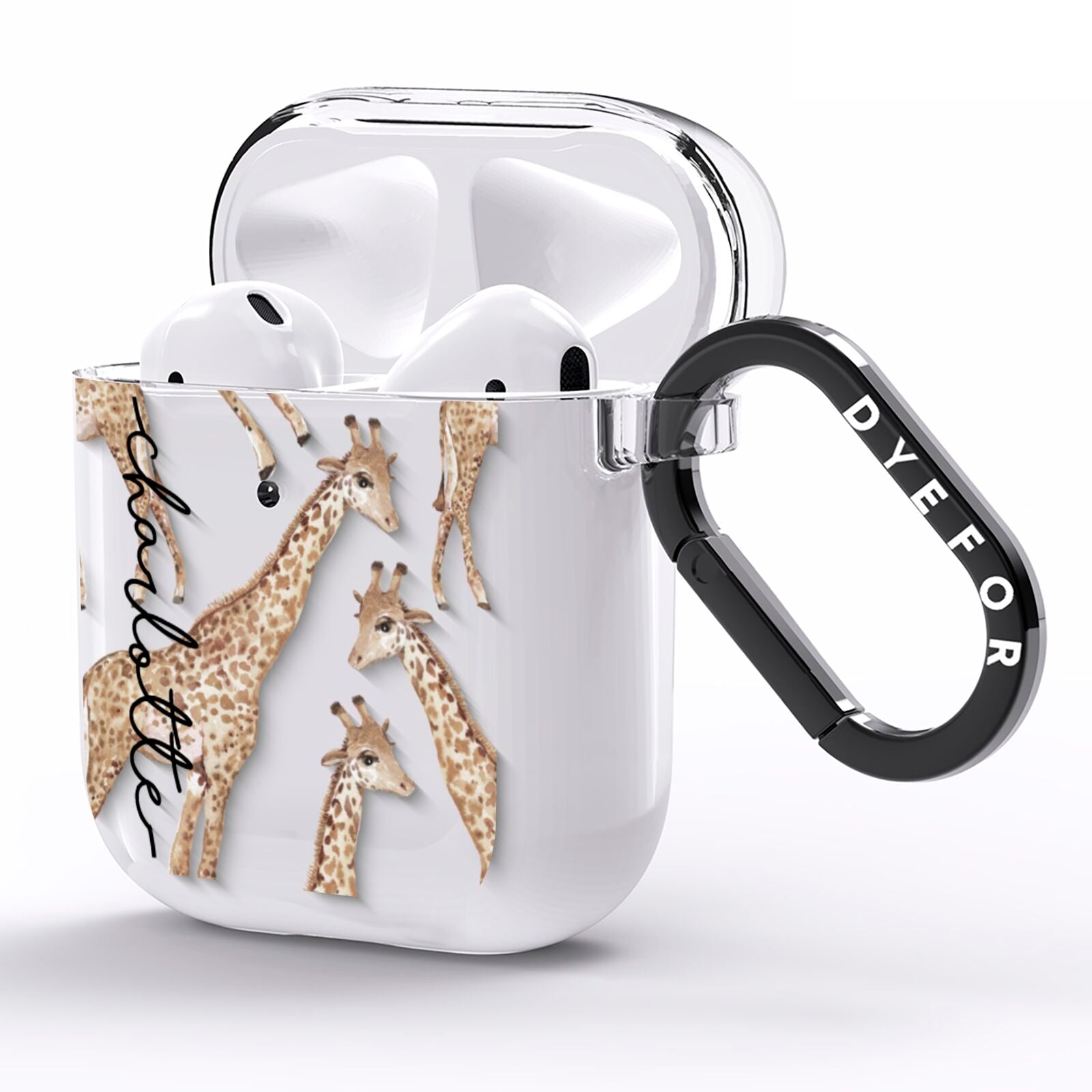 Personalised Giraffes with Name AirPods Clear Case Side Image