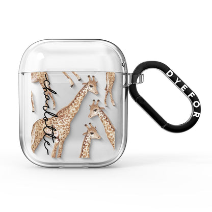 Personalised Giraffes with Name AirPods Clear Case