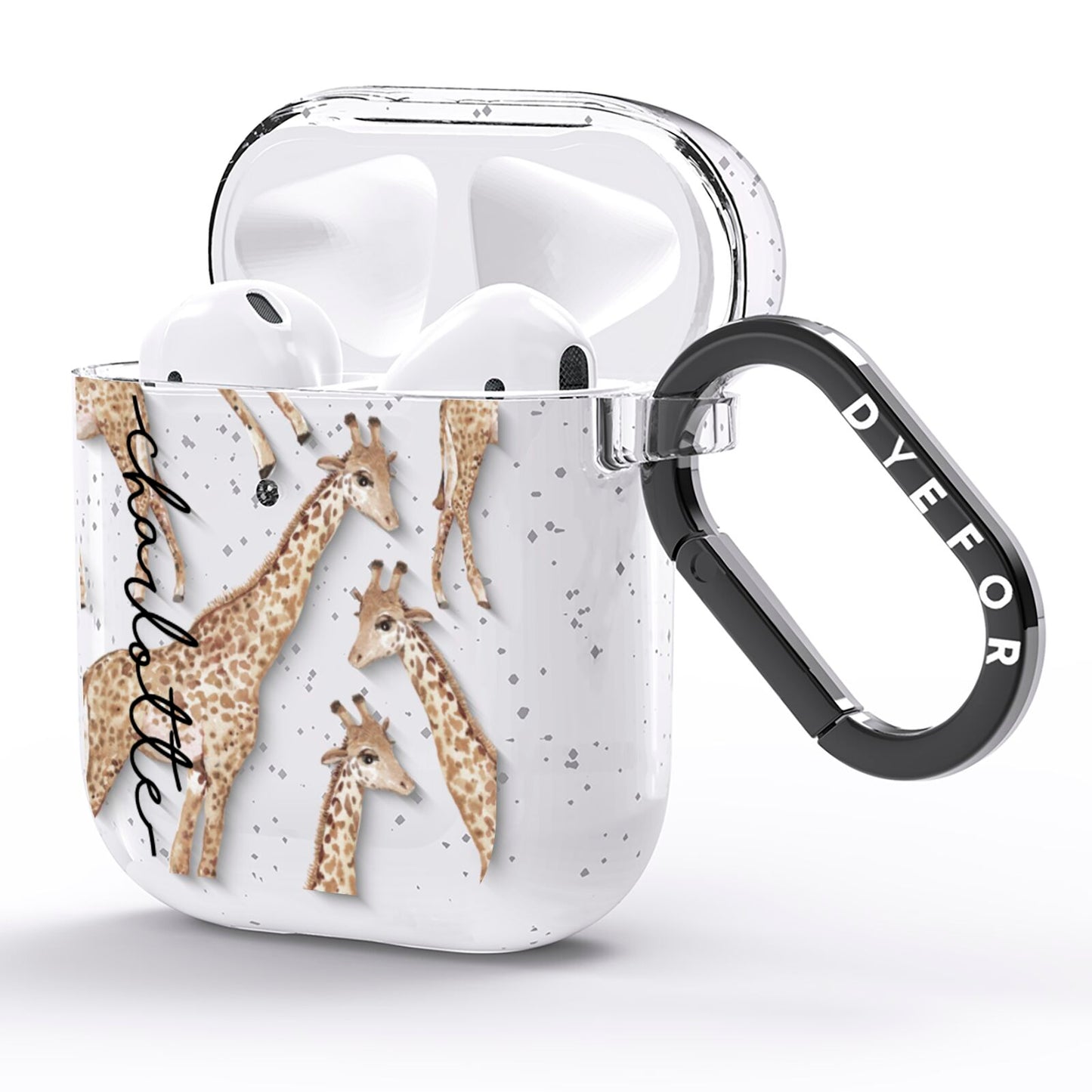 Personalised Giraffes with Name AirPods Glitter Case Side Image