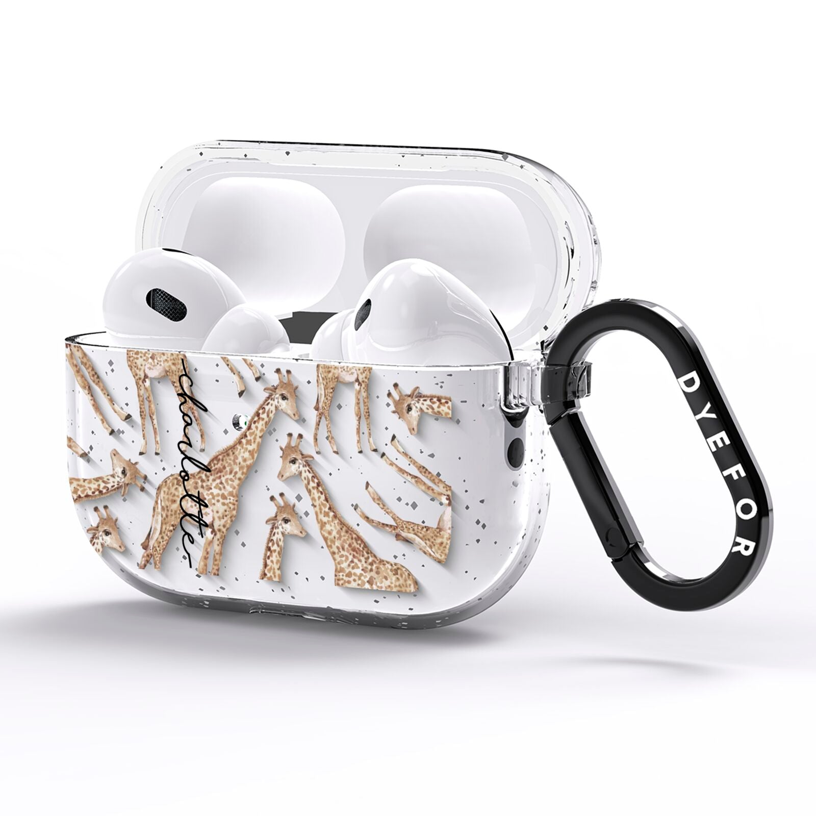 Personalised Giraffes with Name AirPods Pro Glitter Case Side Image