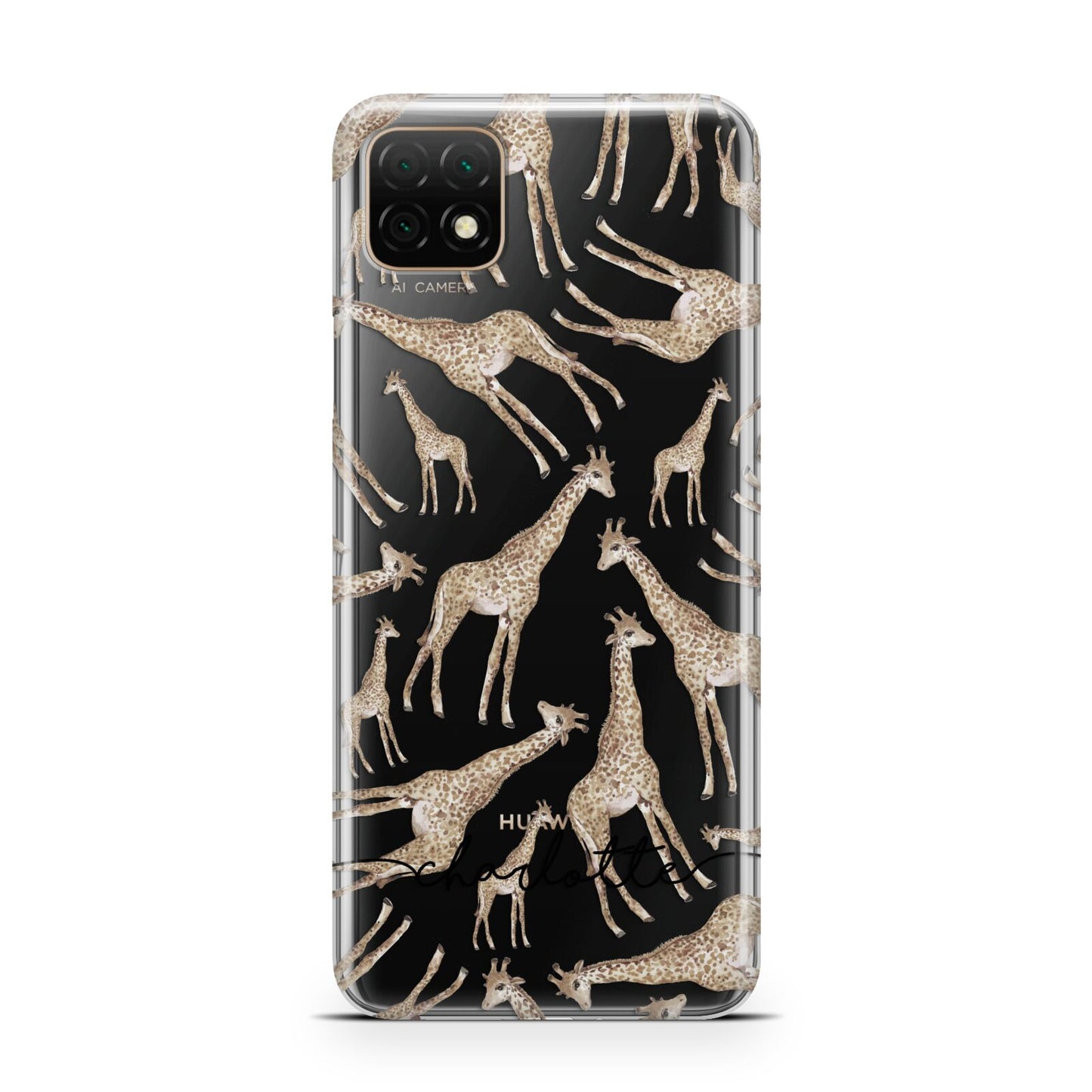 Personalised Giraffes with Name Huawei Enjoy 20 Phone Case