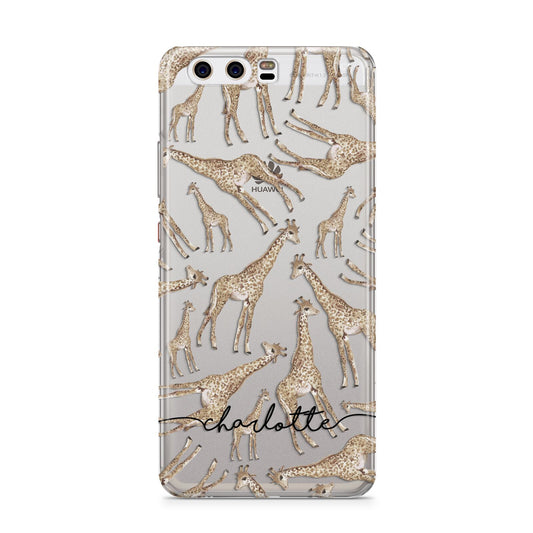 Personalised Giraffes with Name Huawei P10 Phone Case