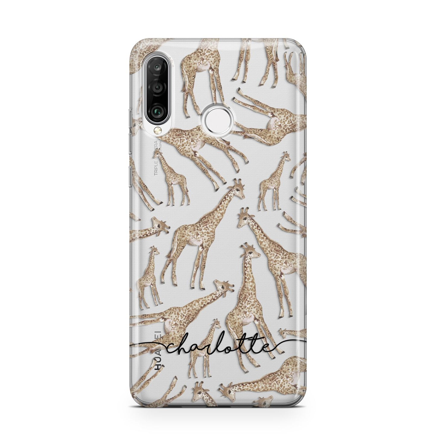 Personalised Giraffes with Name Huawei P30 Lite Phone Case